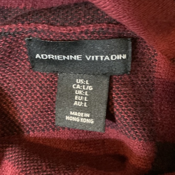Adrienne Vittadini Red/Black Buffalo Plaid Drawstring Top. Size L - Picture 5 of 6